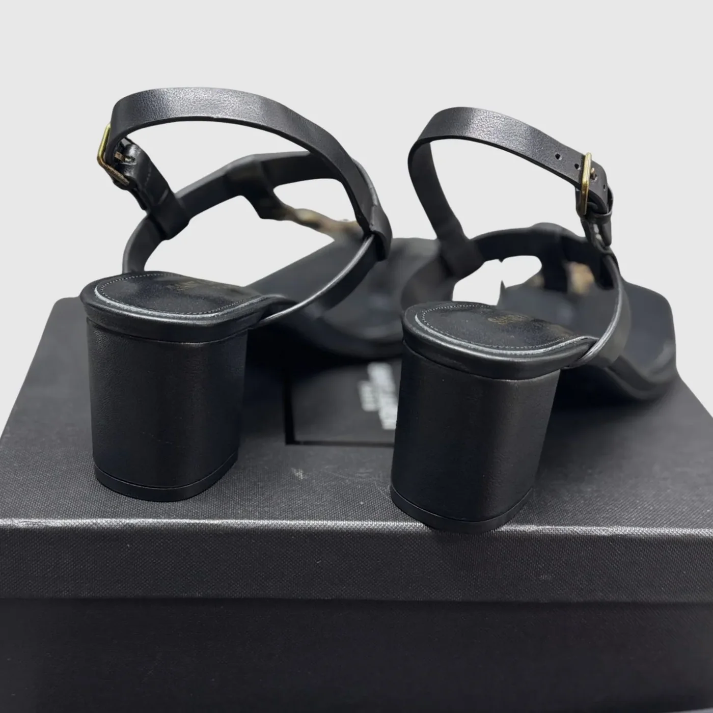 Saint Laurent Cassandra Heeled Sandals Black YSL