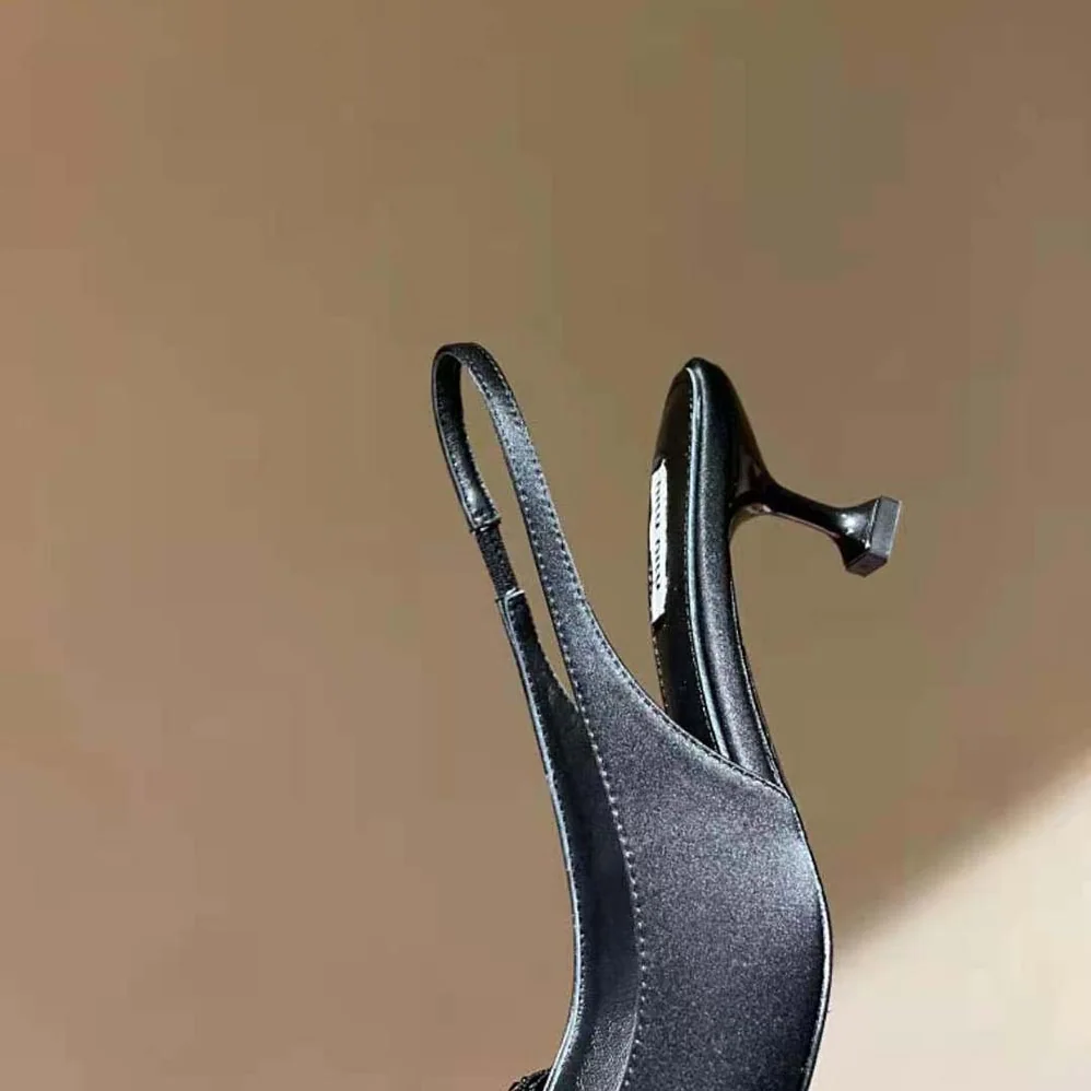 Miu Miu Satin Slingback Pumps 55 mm Heel Height for Women in Black