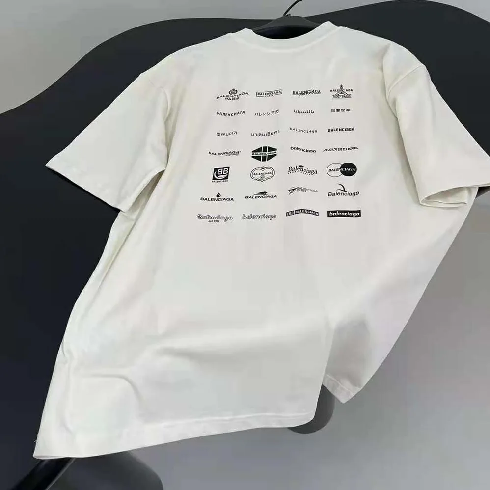 Balenciaga Archives Logos T-shirt Oversized in Light Beige for Men