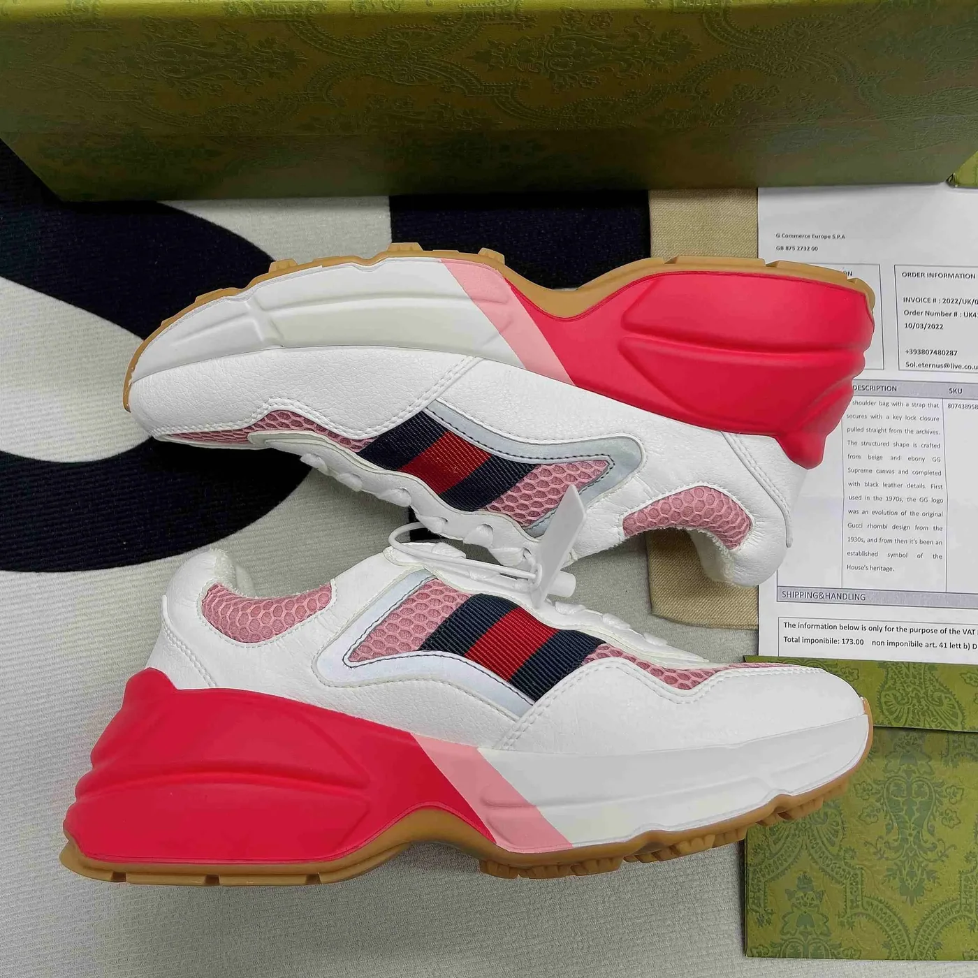 Gucci GG Rhyton Sneaker Pink And Red Gucci GG Rhyton Sneaker Pink And Red