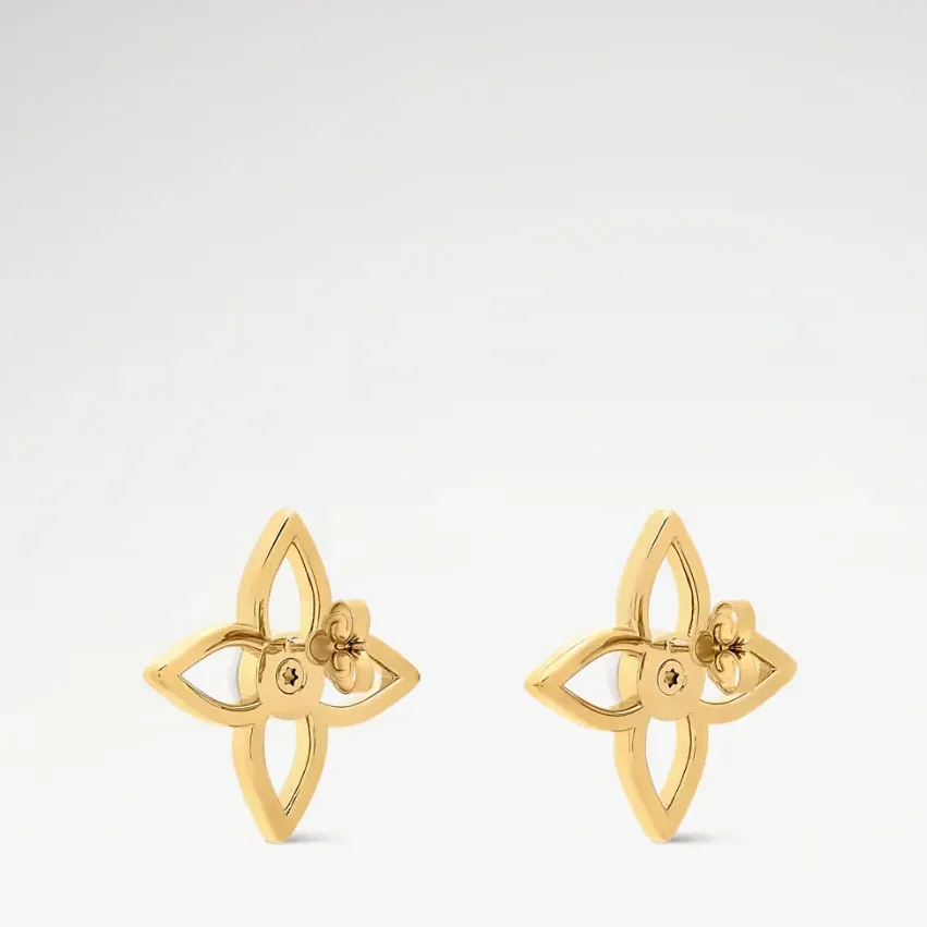 Louis Vuitton Pearly Flower Stud Earrings White Gold Hardware