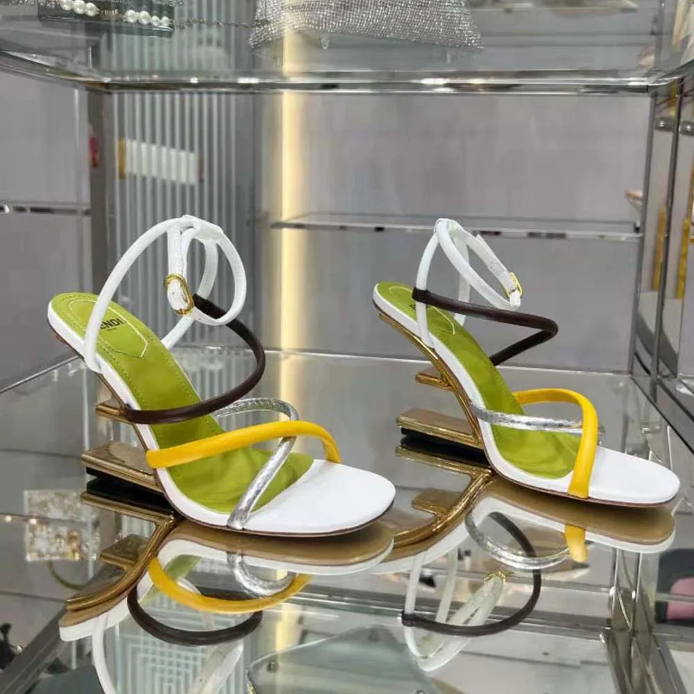 Fendi First White Nappa Leather High for Women in Heeled Sandals