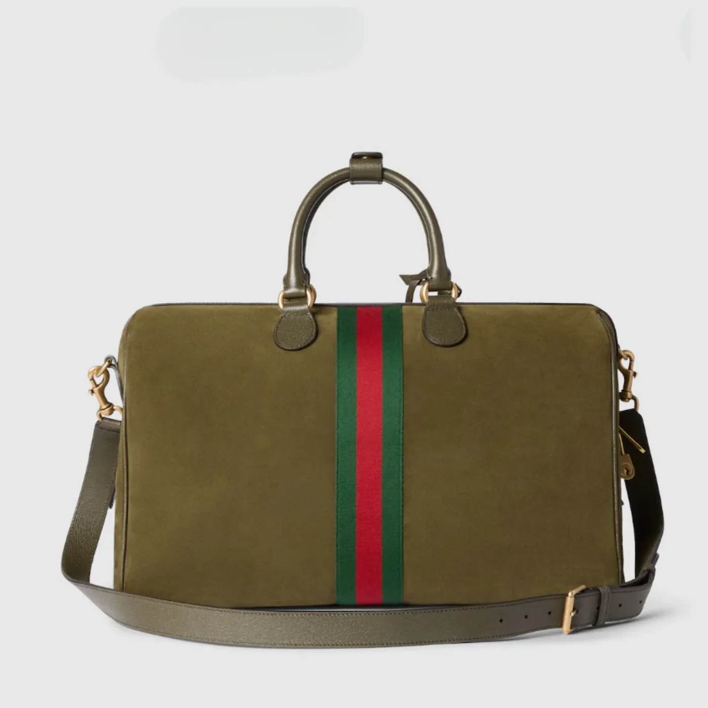 Gucci Savoy Medium Duffle Travel Bag in Dark Green Gold Hardware