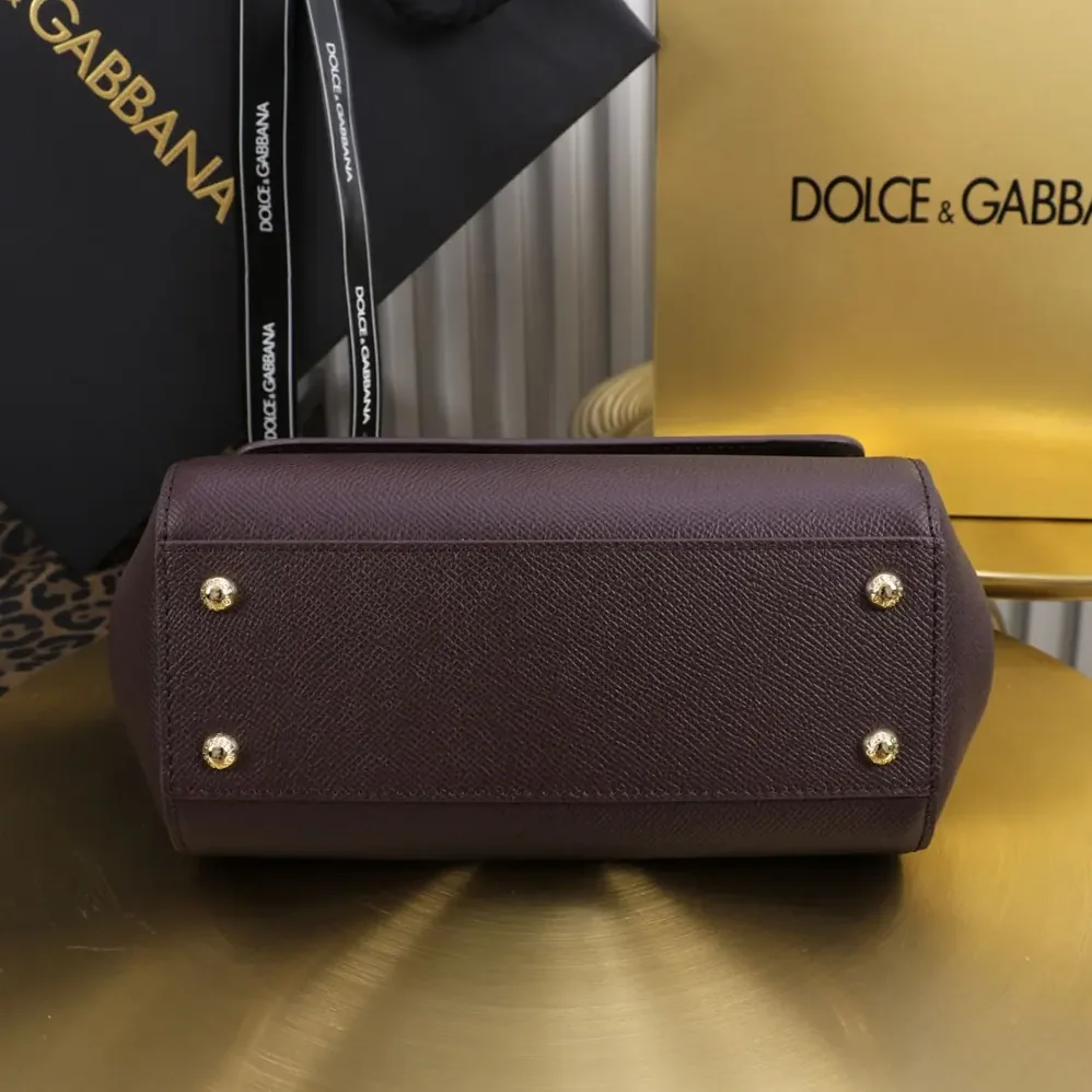Dolce Gabbana D&G Small Sicily Handbag in Dauphine Calfskin for Women in Burgundy Dolce Gabbana D&G Small Sicily Handbag in Dauphine Calfskin for Women in Burgundy