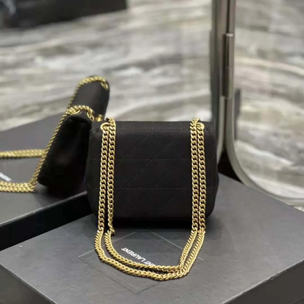 Saint Laurent YSL Jamie Mini Chain Bag Carré Rive Gauche in Jersey for Women Saint Laurent YSL Jamie Mini Chain Bag Carré Rive Gauche in Jersey for Women