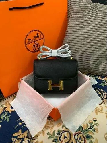 Hermes Constance Black in Brown/Khaki Green/White /