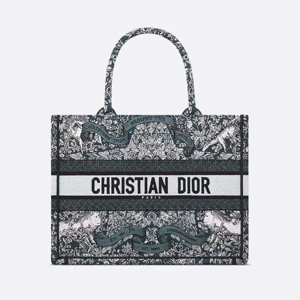 Dior Medium Dior Book Tote Blue Embroidery with White Dior Around the World Motif for Women Dior Medium Dior Book Tote Blue Embroidery with White Dior Around the World Motif for Women