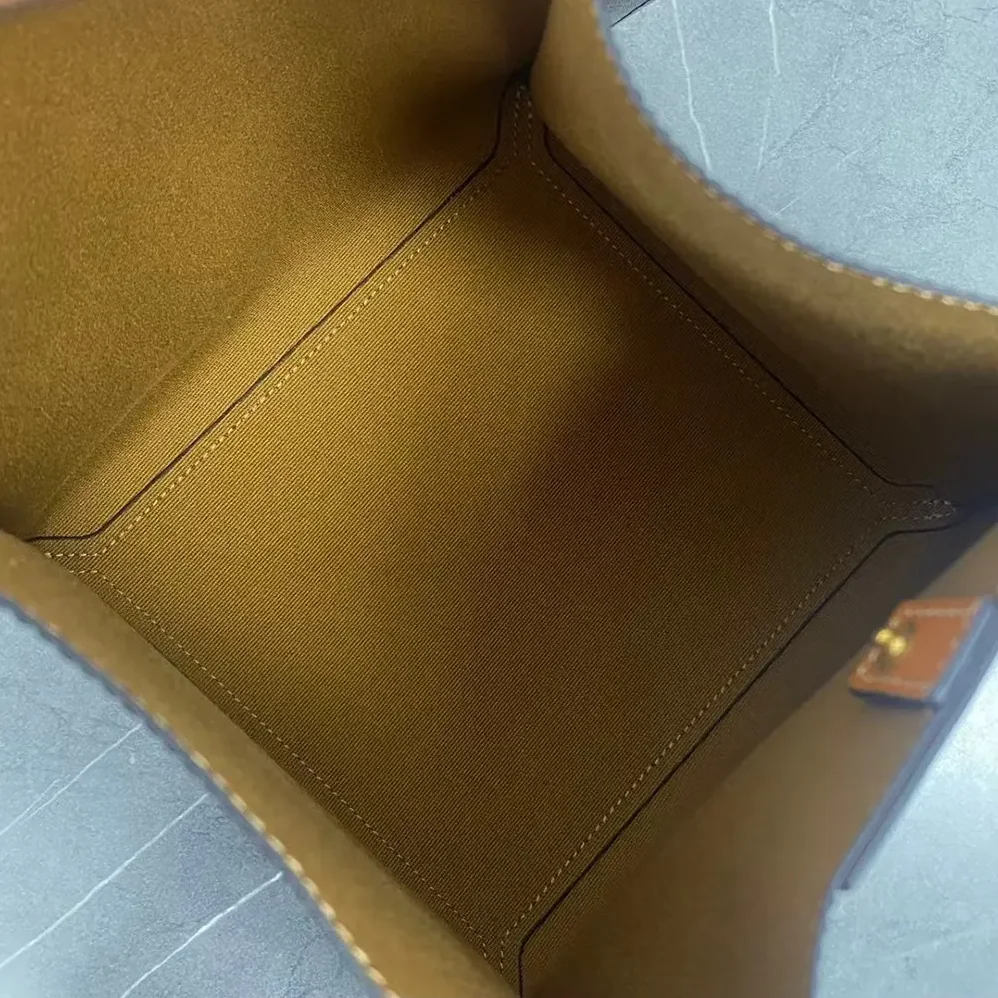 Celine Small Cube Bag In Triomphe Canvas And Natural Calfskin for Women