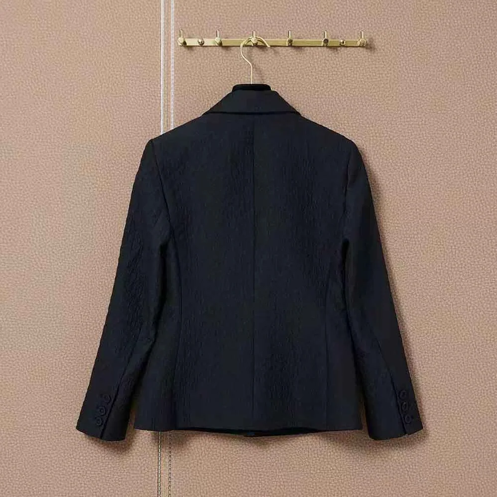Dior Cloque-Effect Bar Jacket Black Matte Single for Women in Breasted Technical Fabric Dior Cloque-Effect Bar Jacket Black Matte Single for Women in Breasted Technical Fabric