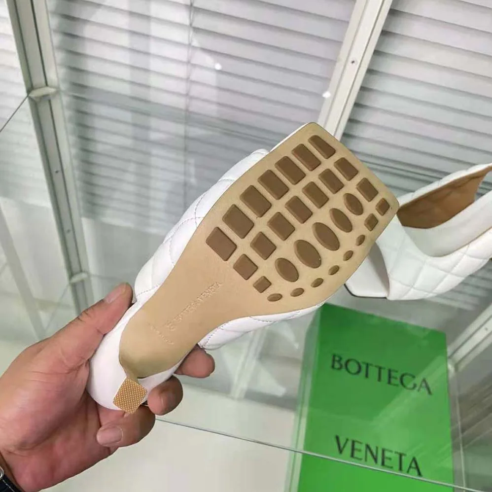 Bottega Veneta Padded Slingback Sandal in 9 cm Heel Height for Women in White