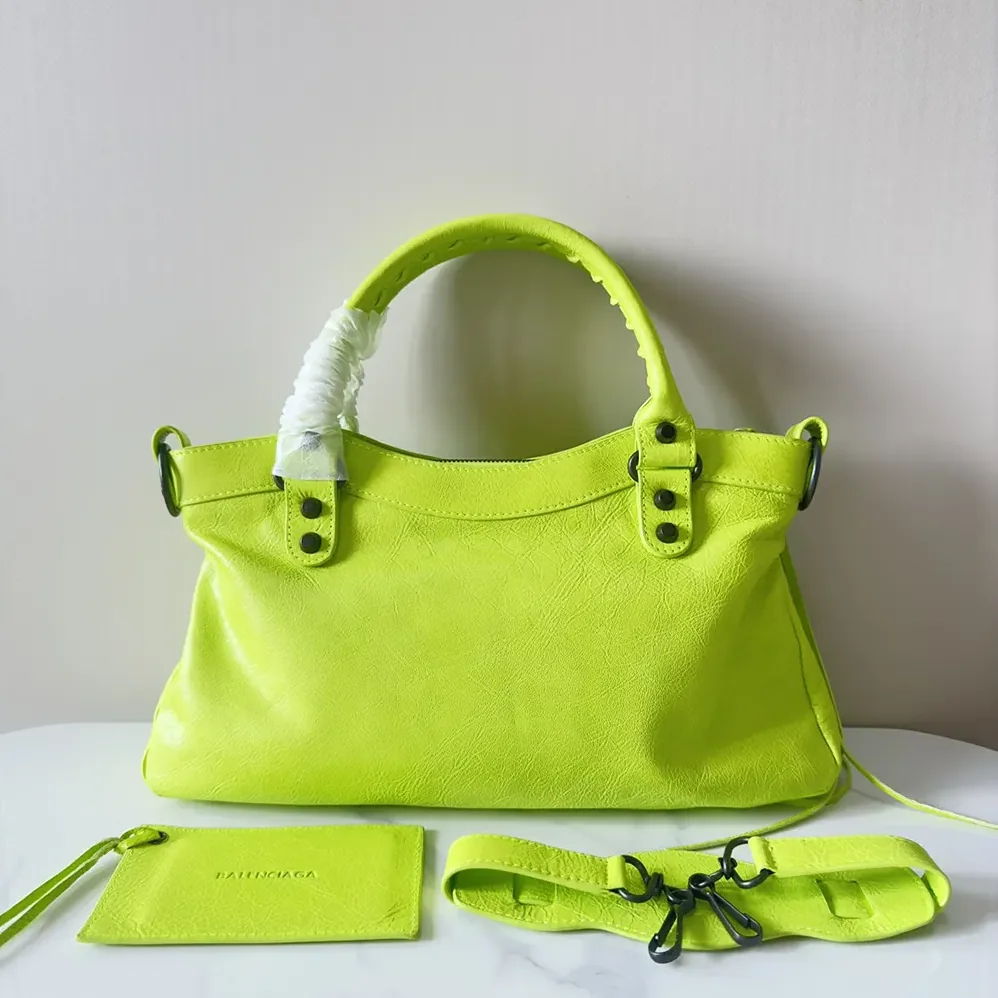 Balenciaga Le City First Bag In Granny Green Arena Storico Lambskin for Women Balenciaga Le City First Bag In Granny Green Arena Storico Lambskin for Women