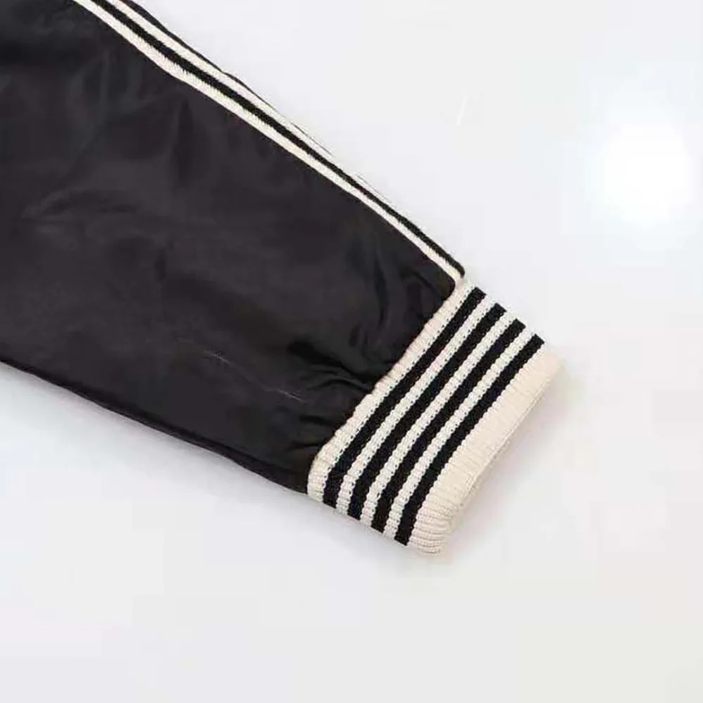 Celine Embroidered Teddy Jacket in Satin-finish Nylon for Men in Black