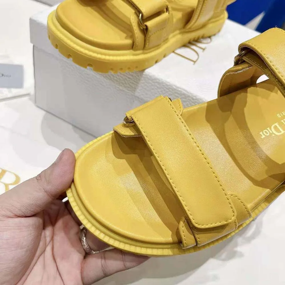 Dior Dioract Sandal Mustard Yellow Lambskin for Women Dior Dioract Sandal Mustard Yellow Lambskin for Women