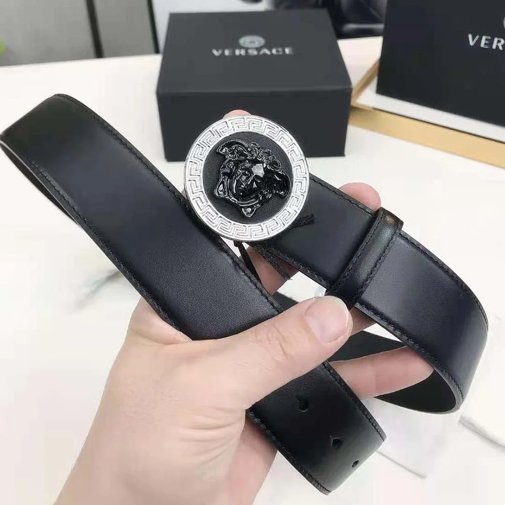 Versace Medusa Biggie Reversible Leather Belt for Men in Black Versace Medusa Biggie Reversible Leather Belt for Men in Black