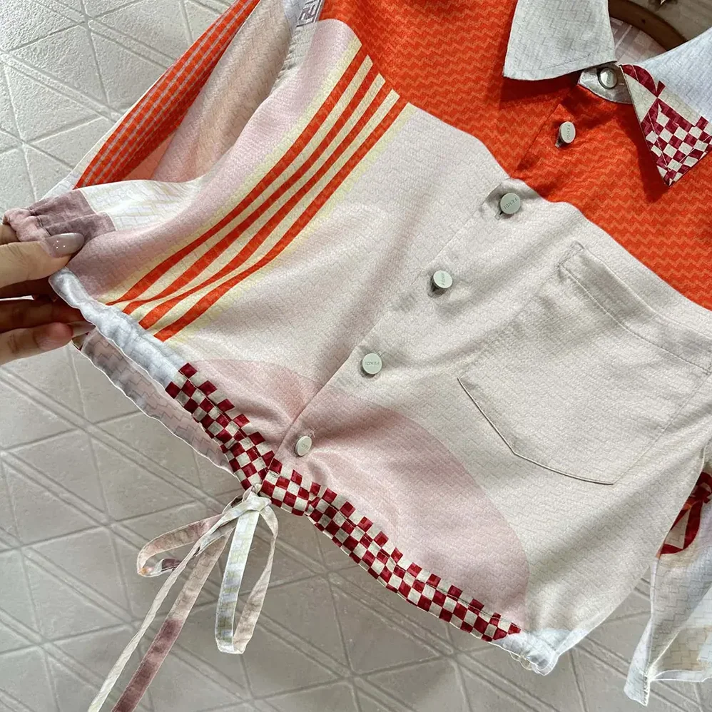 Fendi Pink Silk Shirt with Patchwork Print for Women Fendi Pink Silk Shirt with Patchwork Print for Women