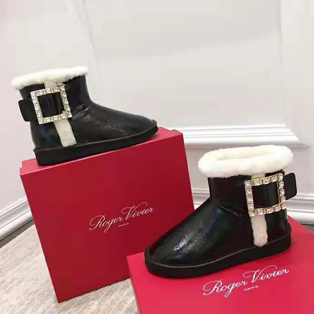 Roger Vivier Winter Viv' Strass Buckle Booties in Patent Leather