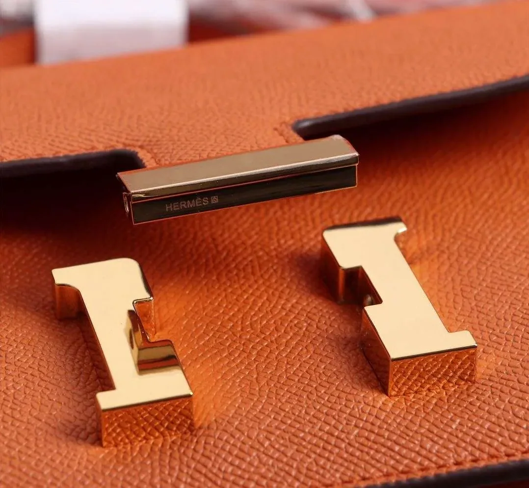 Hermes Constance 18 Crossbody Bag in Orange Gold Hardware