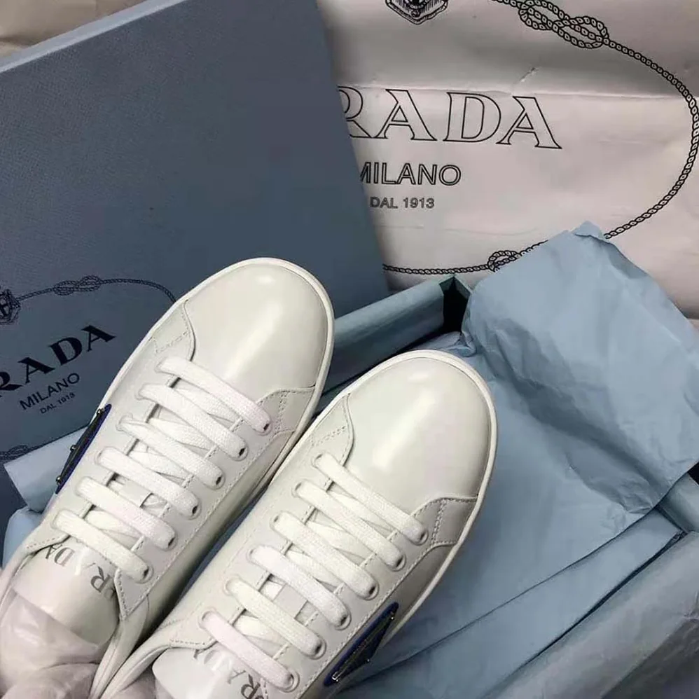 Prada Brushed Leather Sneakers for Men in Blue Prada Brushed Leather Sneakers for Men in Blue