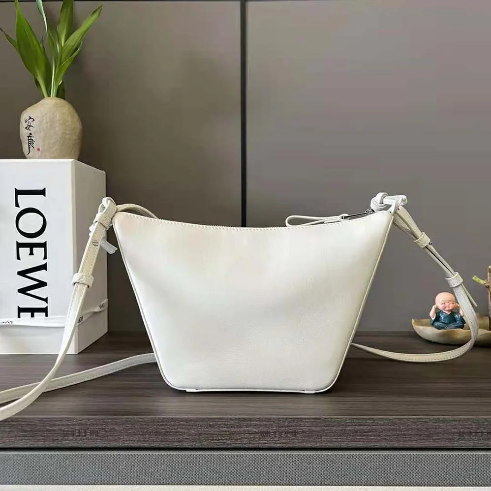 Loewe Mini Hammock Hobo Bag in Classic Calfskin for Women in White Loewe Mini Hammock Hobo Bag in Classic Calfskin for Women in White