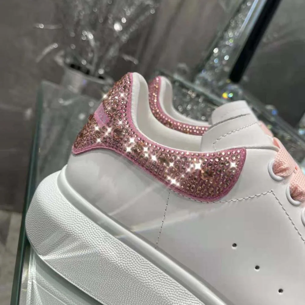Alexander Mcqueen Oversized Sneaker in Calf Leather for Women in Pink Alexander Mcqueen Oversized Sneaker in Calf Leather for Women in Pink