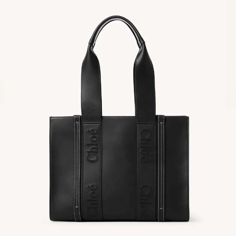 Chloe Medium Woody Tote Bag for Women in Black