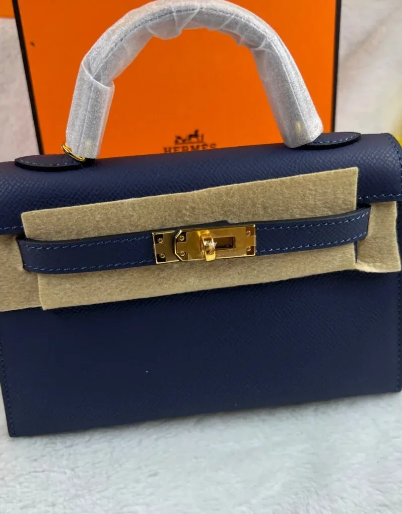 Hermes Kelly 19 Blue France Swift Bag
