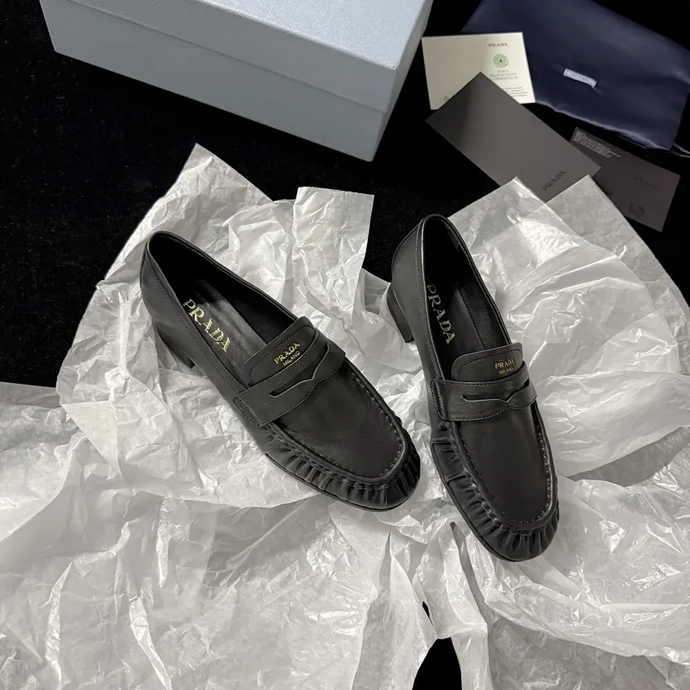 Prada Leather Loafers for Women in Black
