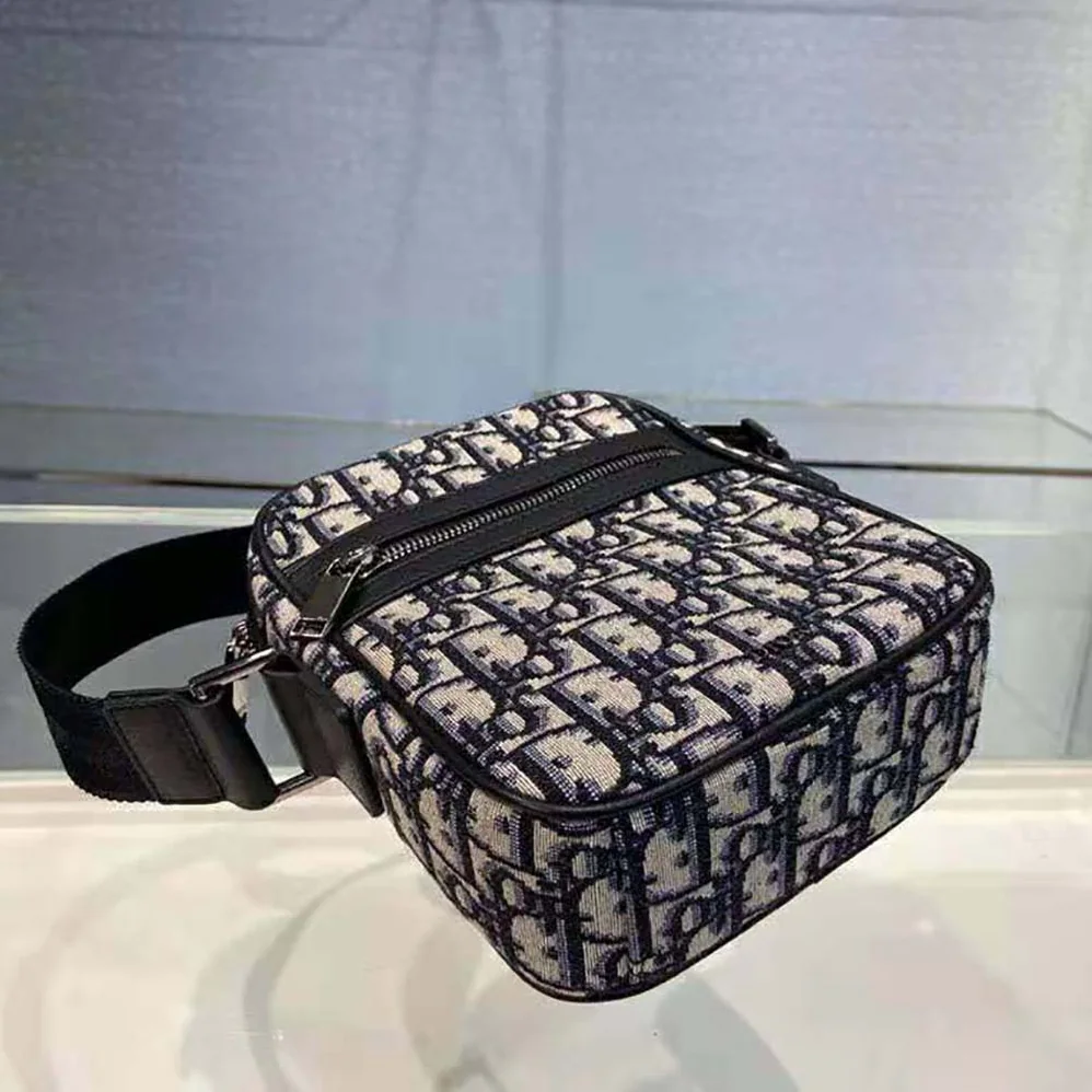 Dior Messenger Pouch Beige and Black Dior Oblique Jacquard for Men