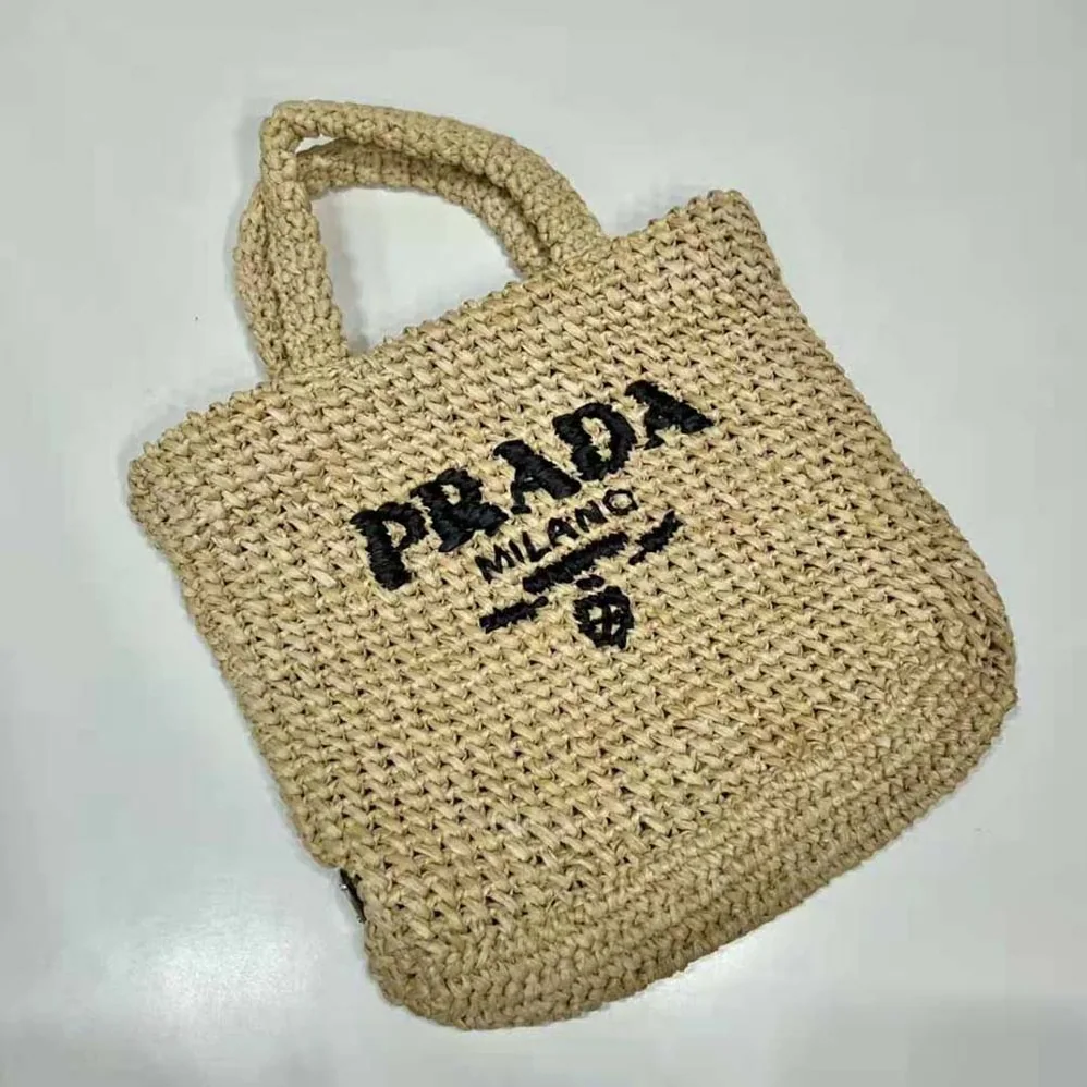 Prada Small Raffia Tote Bag for Women in Natural