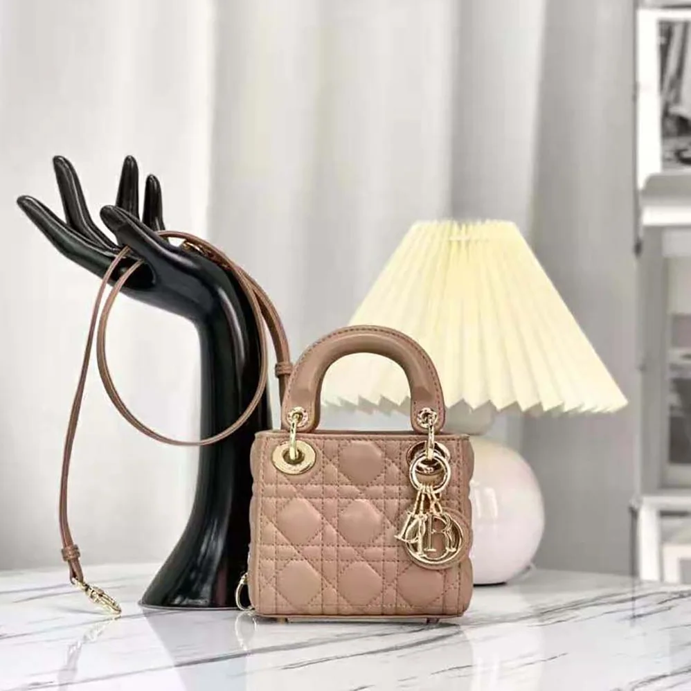 Dior Micro Lady Dior Bag Rose Des Vents Cannage Lambskin for Women