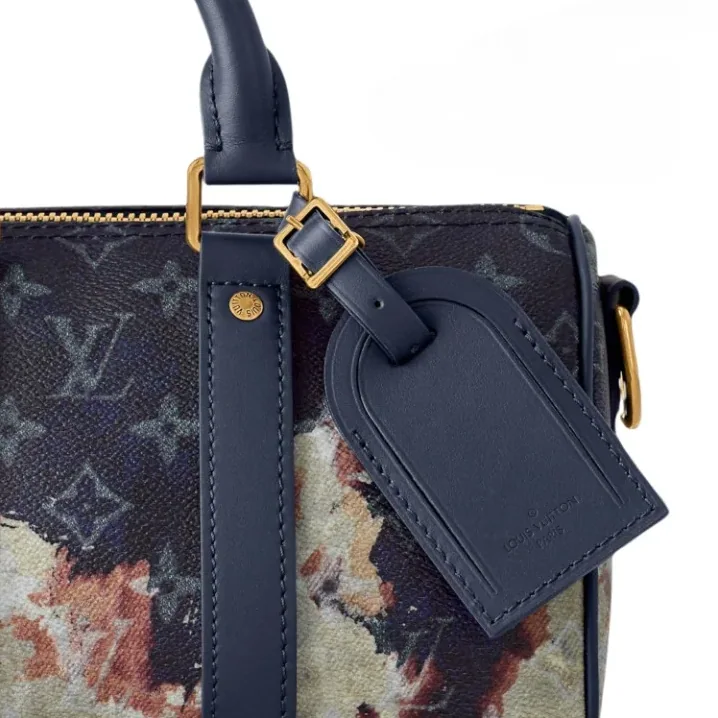 Louis Vuitton Keepall Bandouliere 25 Travel Bag / Ink Blue Monogram Bleach Gold Hardware