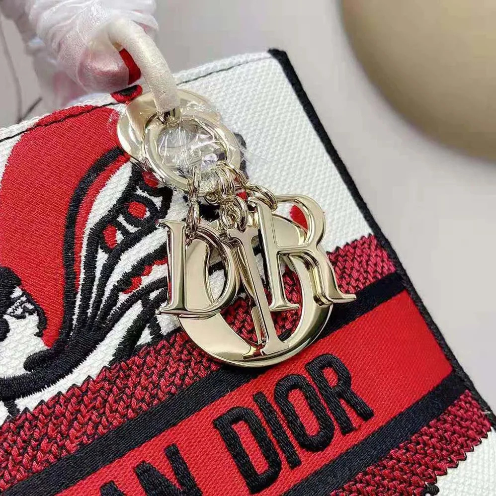 Dior Medium Lady D-lite Bag Latte Multicolor Cupidon Embroidery for Women