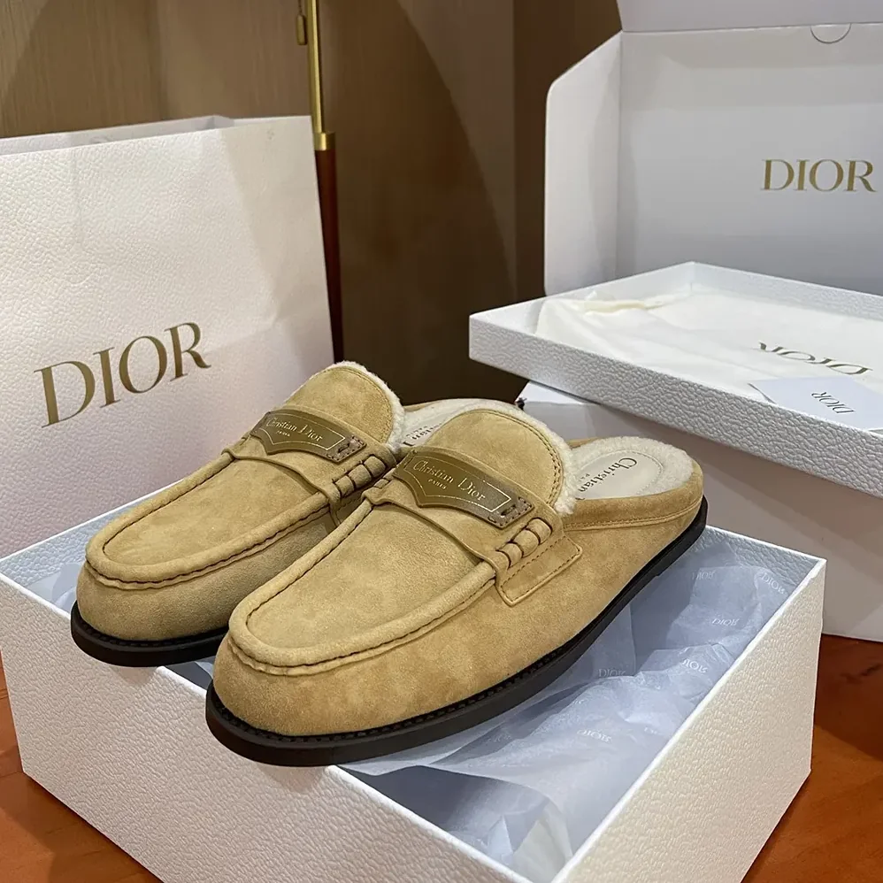 Dior Boy Mule Beige Suede Goatskin for Women