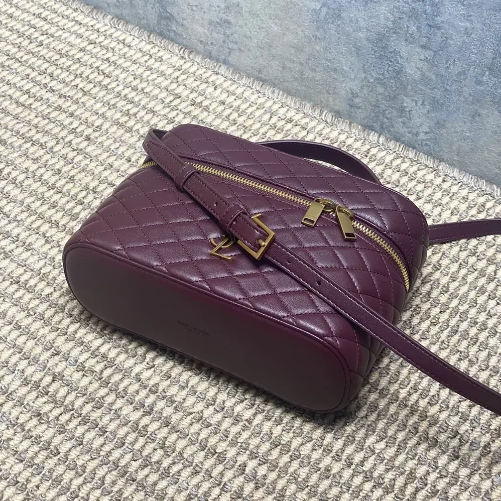 Saint Laurent YSL Gaby Large Vanity Bag In Lambskin for Women in Maroon Saint Laurent YSL Gaby Large Vanity Bag In Lambskin for Women in Maroon