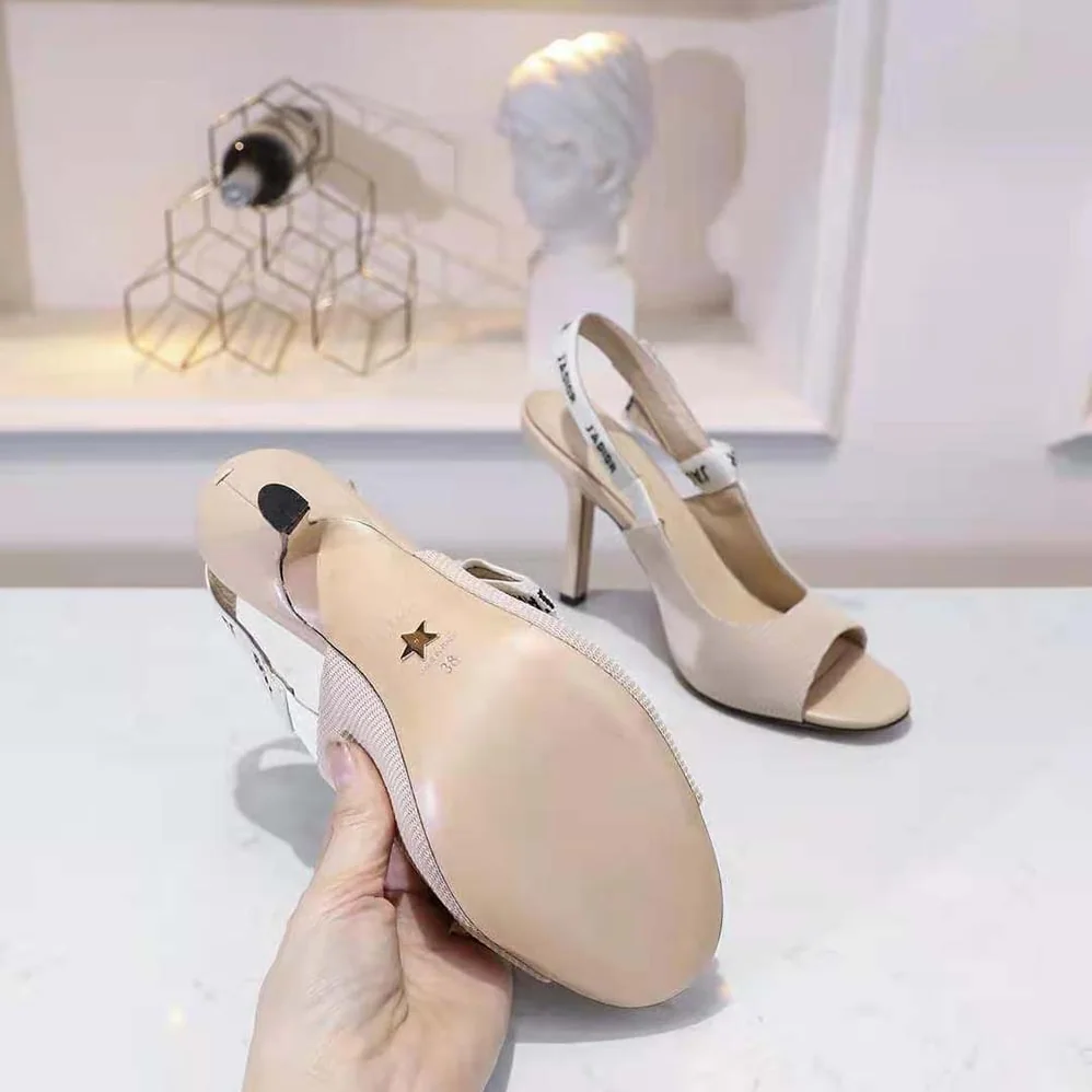 Dior J'adior Heeled Sandal Nude Technical Fabric in 8.5cm Heel for Women