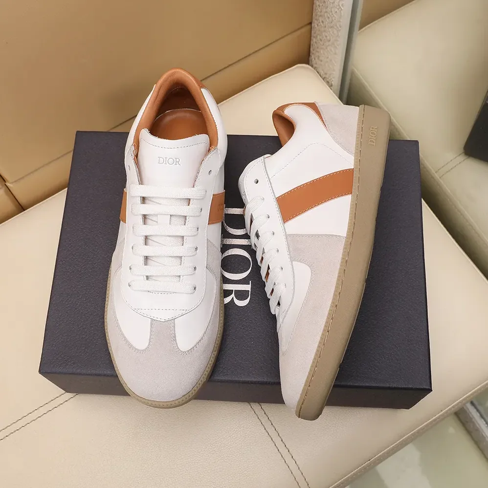 Dior B01 Matchpoint Sneaker Cognac and White Smooth Calfskin with White Suede for Unisex