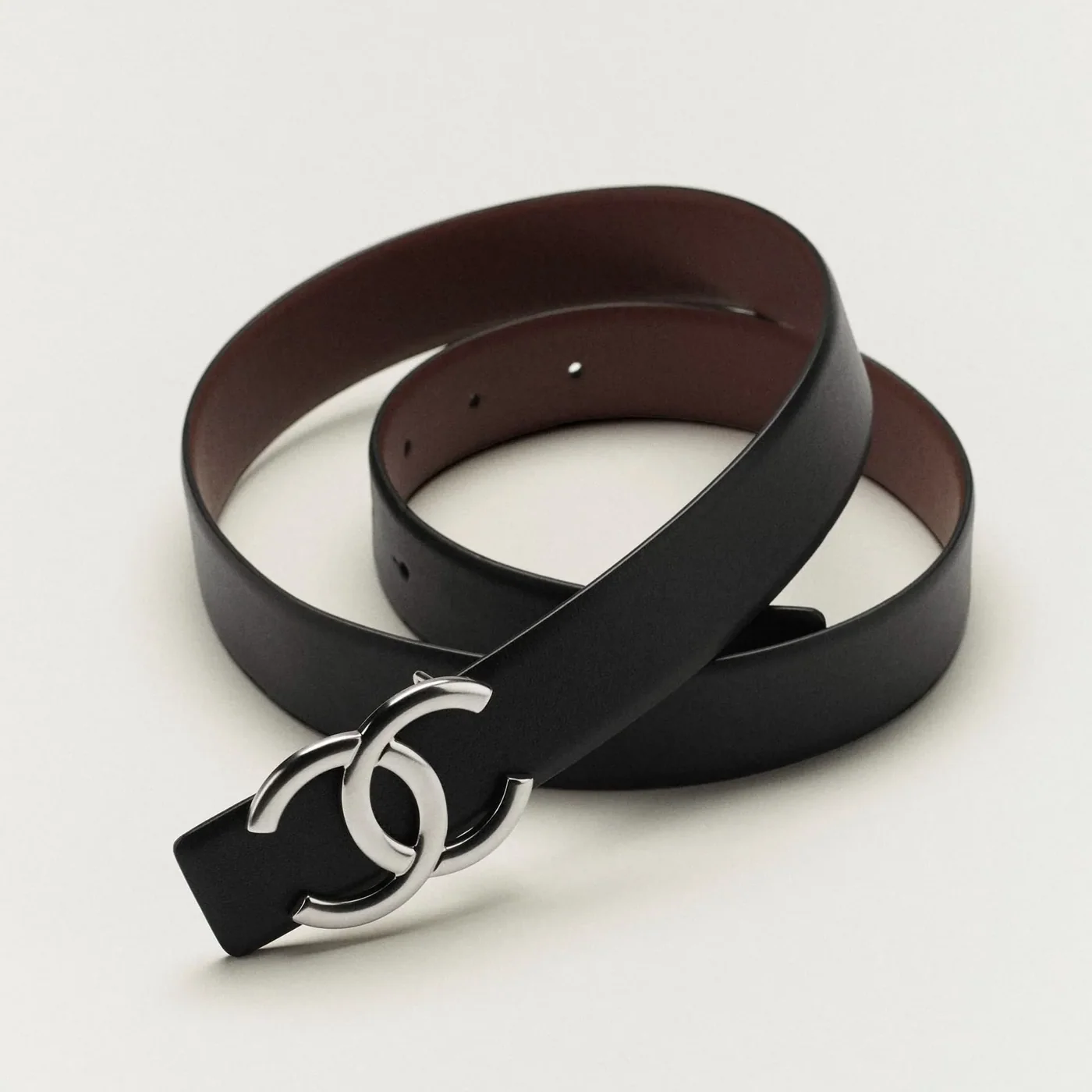 Chanel CC Buckle Belt Black/Burgundy --U0969