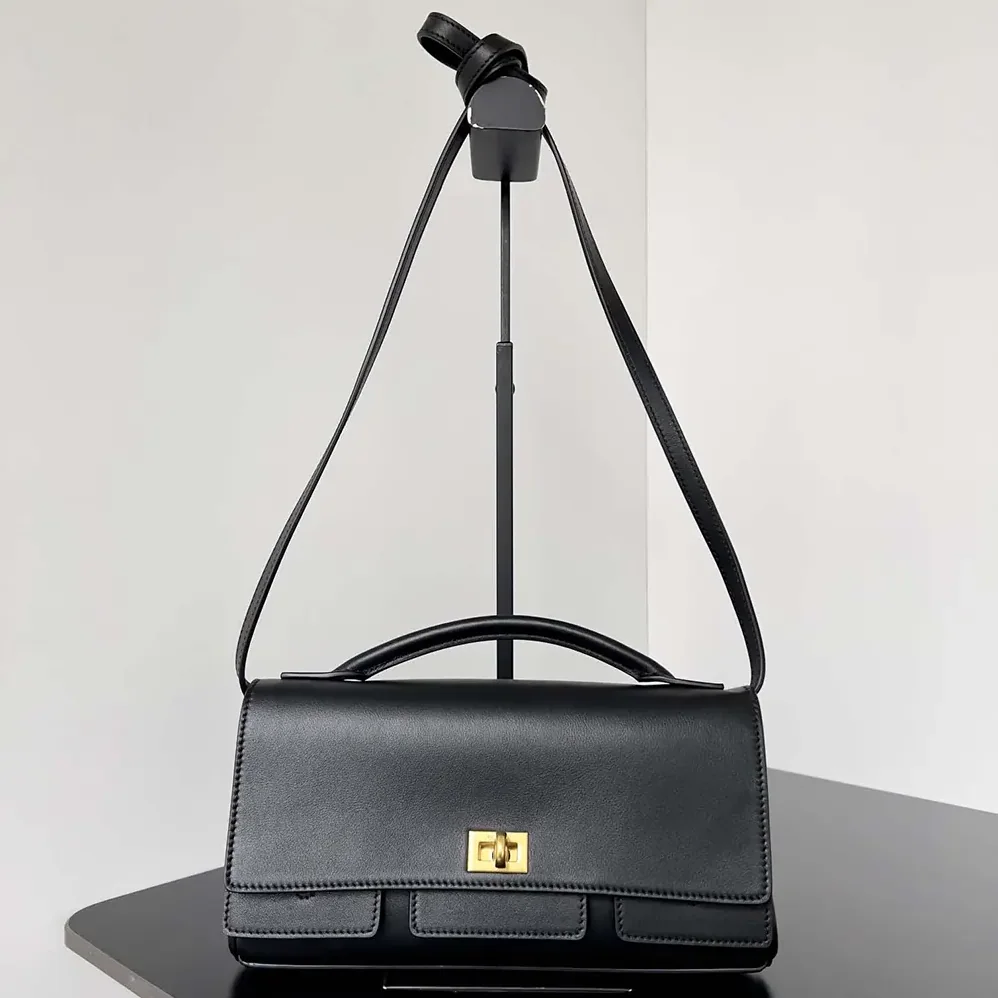 Balenciaga Bel Air Clutch On Strap Small in Black Smooth Calfskin for Women