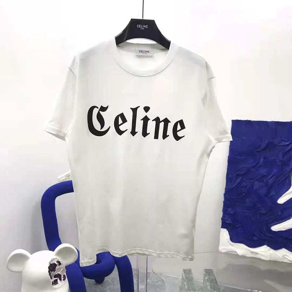 Celine Gothic T-shirt in Cotton Jersey for Women in White Celine Gothic T-shirt in Cotton Jersey for Women in White