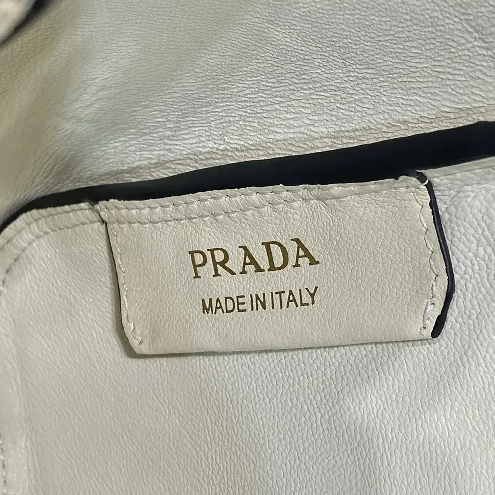 Prada Medium Leather Handbag for Women in White Prada Medium Leather Handbag for Women in White