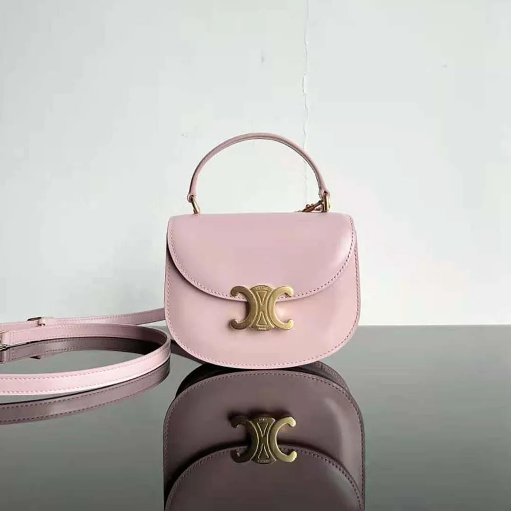 Celine Mini Besace Triomphe in Shiny Calfskin for Women in Pink Celine Mini Besace Triomphe in Shiny Calfskin for Women in Pink
