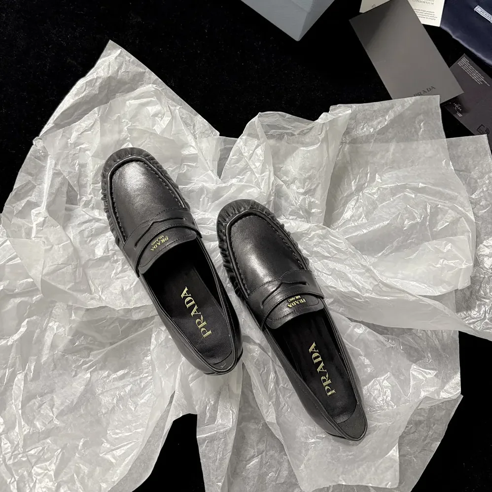 Prada Leather Loafers for Women in Black
