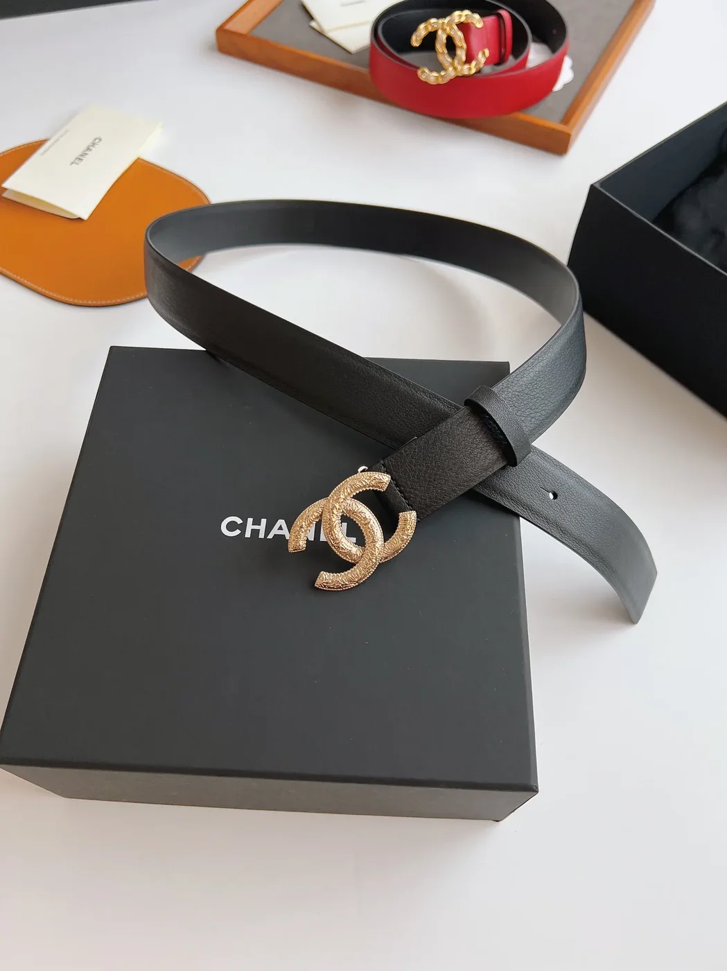 Chanel Attach Stone Metal CC Belt Black