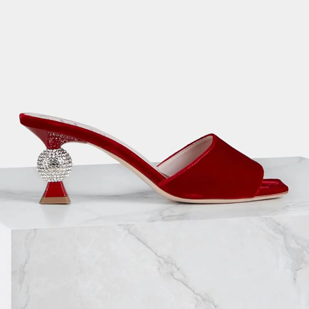 Roger Vivier Marlene Strass Mules in Suede for Women in Red