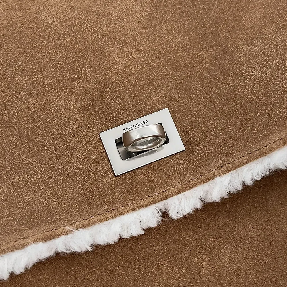 Balenciaga Rodeo Handbag Medium in Noce for Women in White Suede Calfskin Balenciaga Rodeo Handbag Medium in Noce for Women in White Suede Calfskin