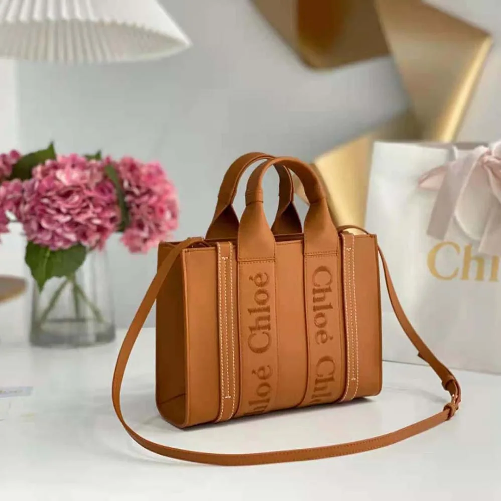 Chloe Mini Woody Tote Bag for Women in Brown Chloe Mini Woody Tote Bag for Women in Brown