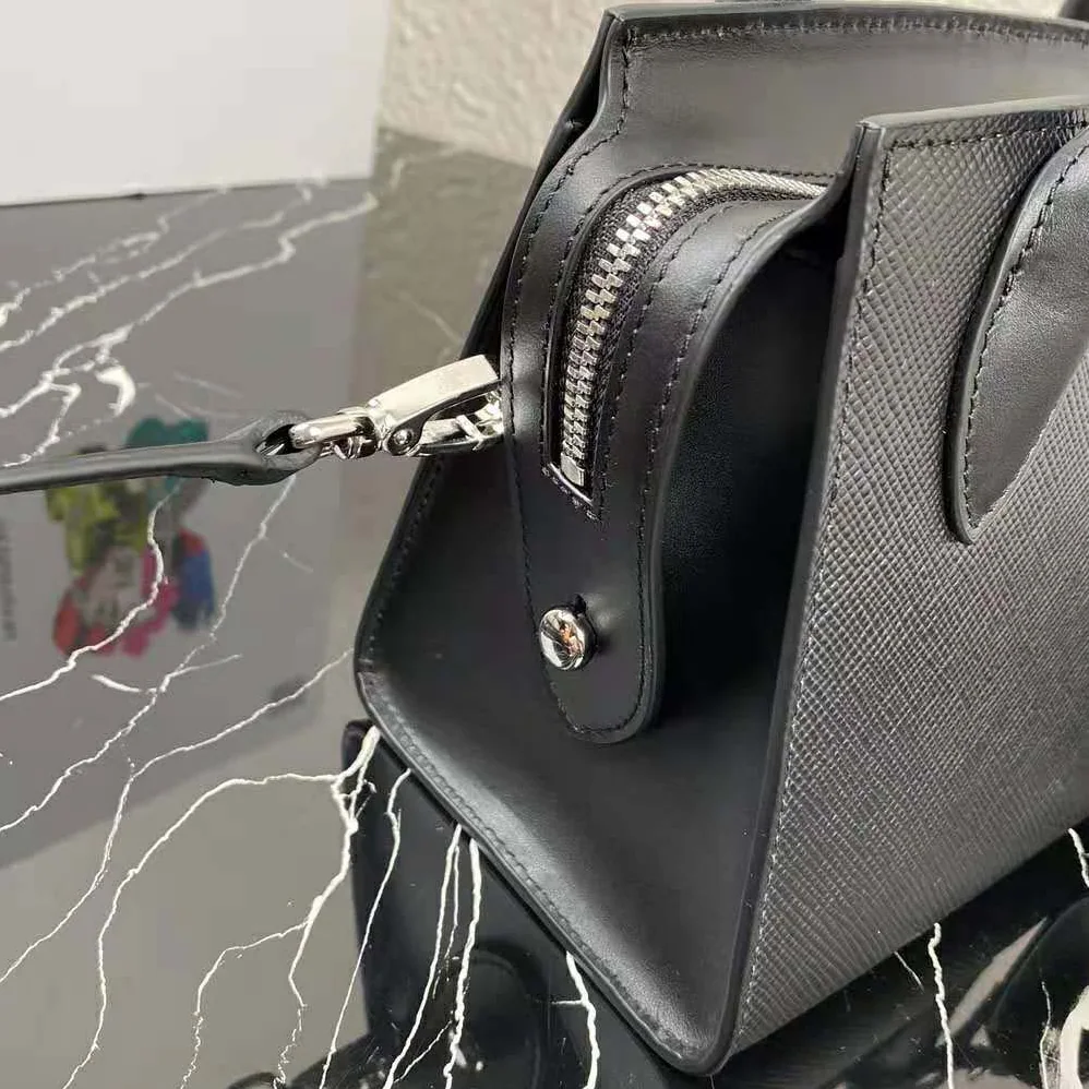 Prada Monochrome Saffiano Leather Bag for Women in Black