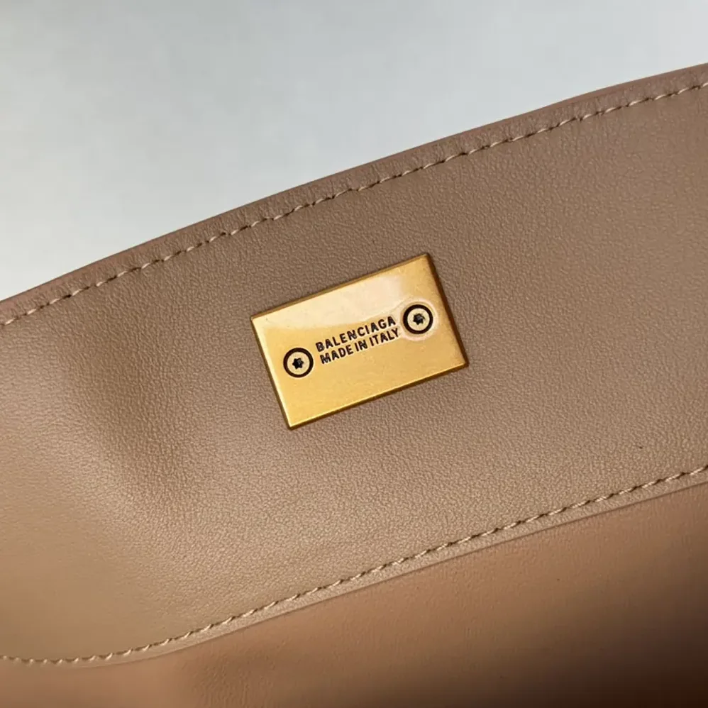 Balenciaga Rodeo Handbag Large In latte Smooth Calfskin Aged for Women in gold Hardware