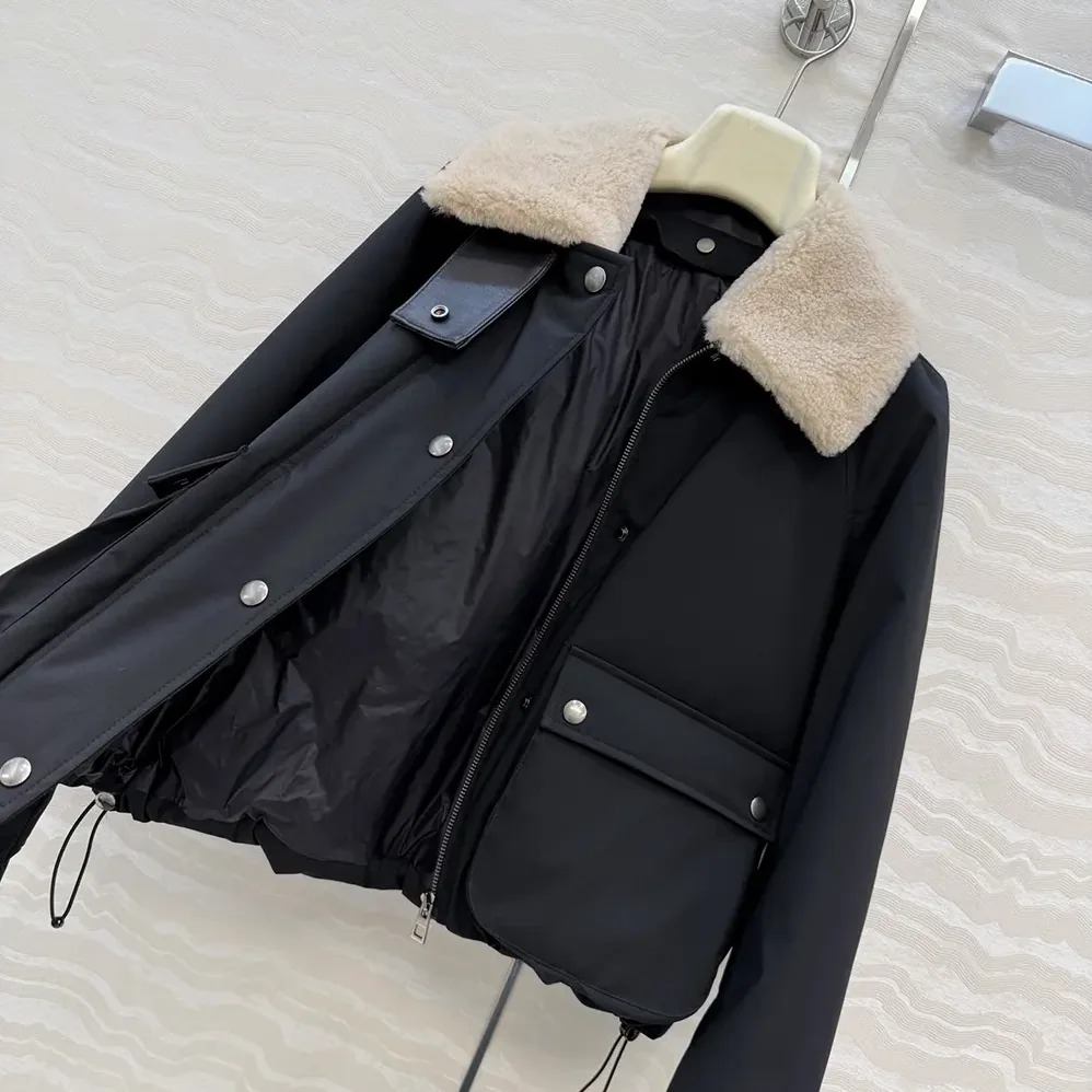 Loewe Puffer in Shearling and Cotton Blend for Women in Black Loewe Puffer in Shearling and Cotton Blend for Women in Black