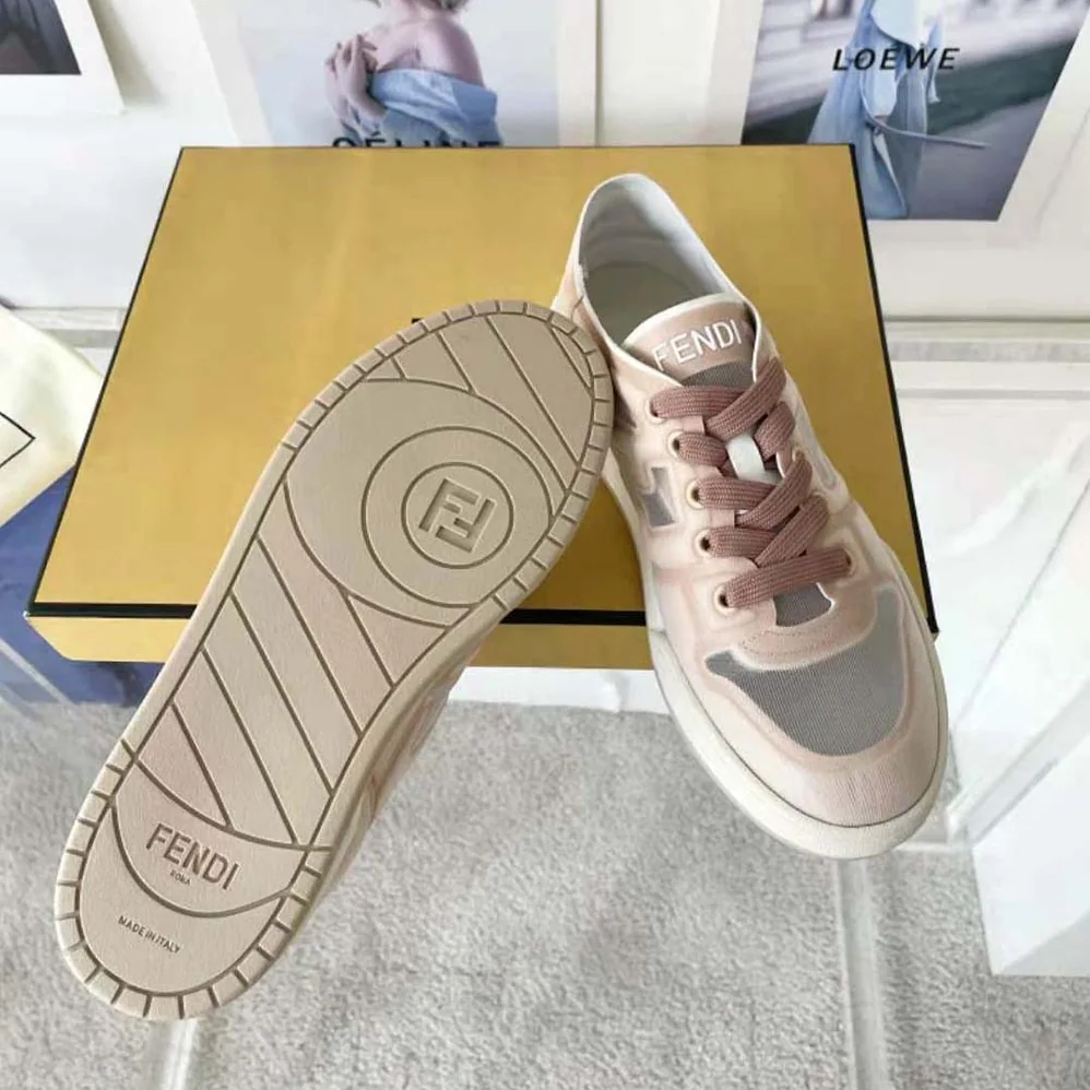 Fendi Match Pink Mesh Low Tops for Unisex